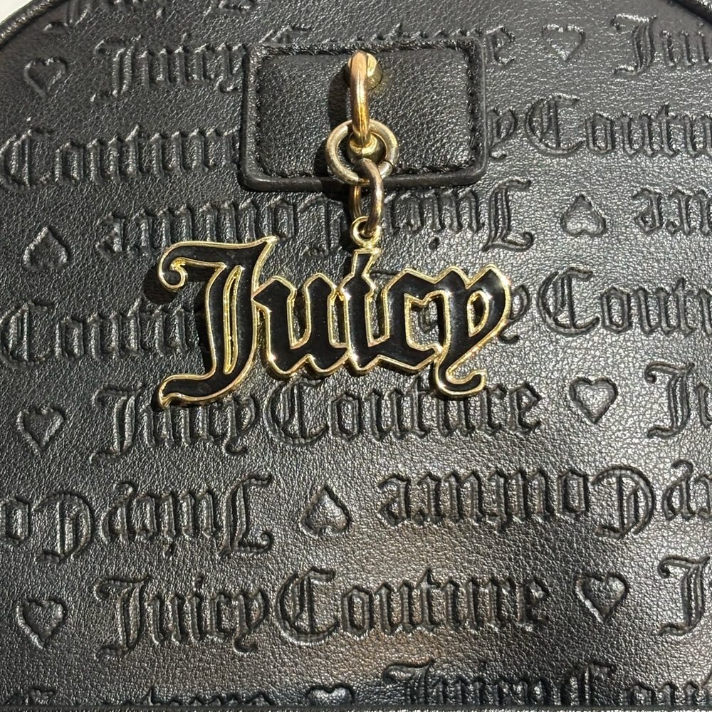 Juicy Couture Black Embossed Mini Backpack Gold Charm – 11 in - Picture 2 of 9